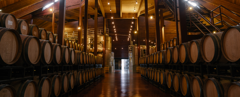 Chappellet barrels of wine