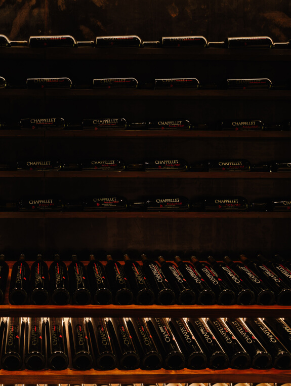 stacked bottles of chappellet wine